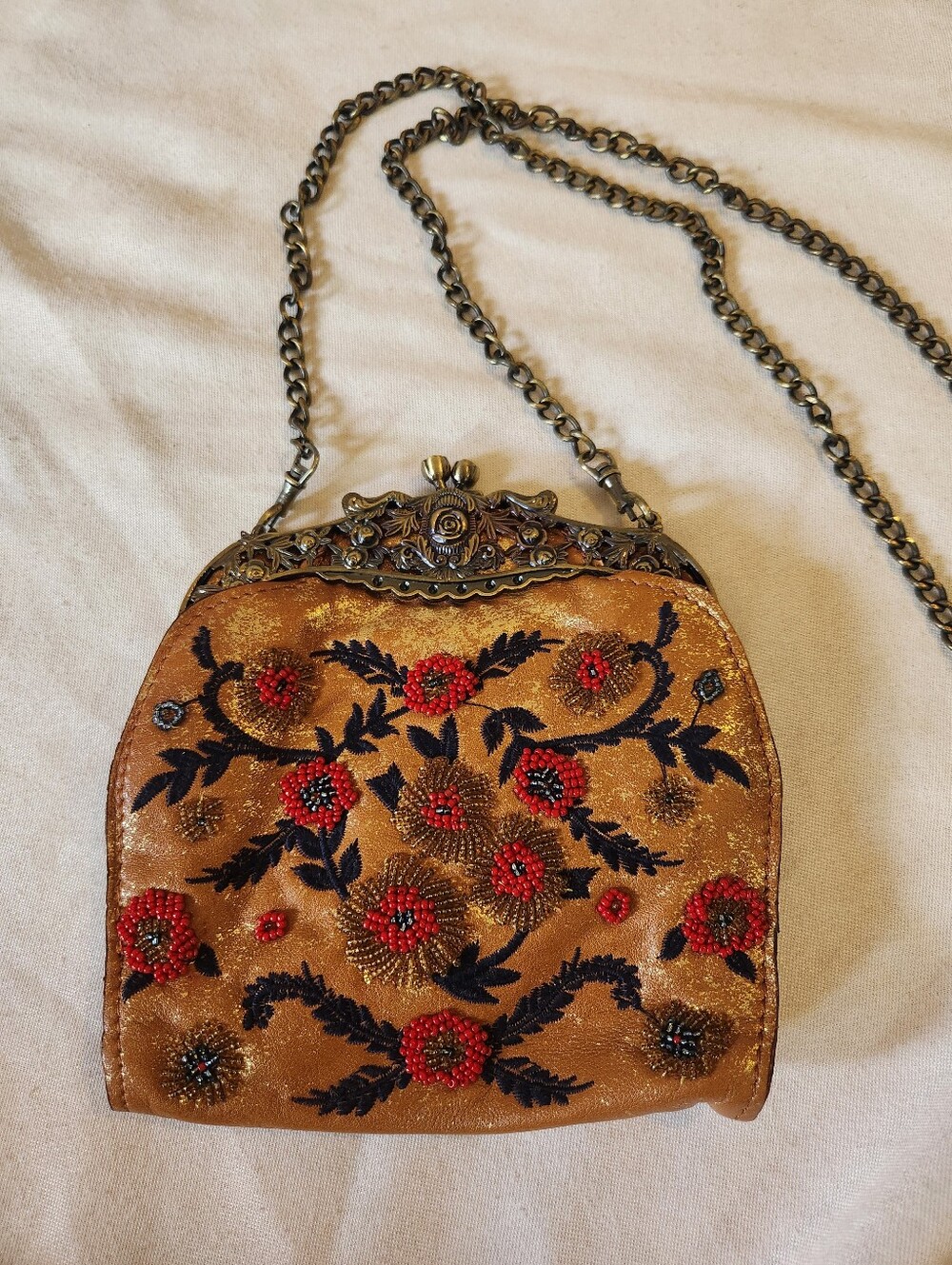 Patricia Nash Provencal Escape Beaded Embroidered Clutch Kisslock Crossbody